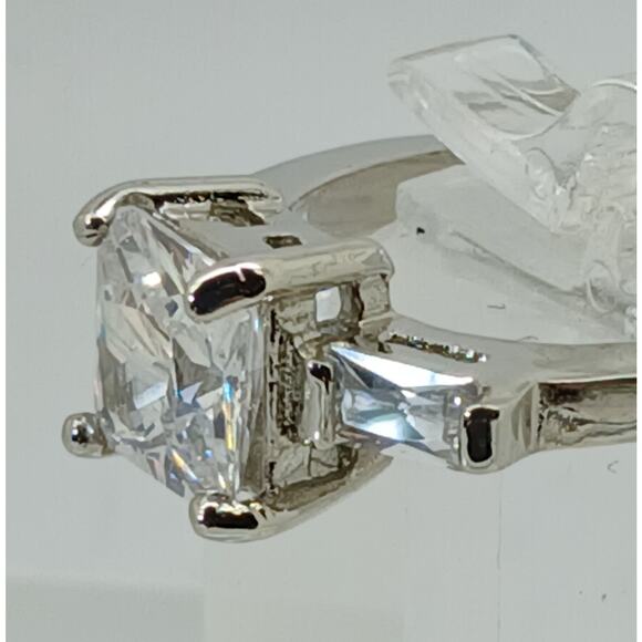 3.5 CT Vintage Princess Cut CZ Engagement Ring Silver Tone White Gold GP Size 10 - Picture 12 of 16